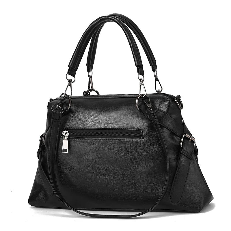Bags Women's Fashion Portable Large Bag Soft Leather Contrast Color Large Capacity Women's Shoulder Bag