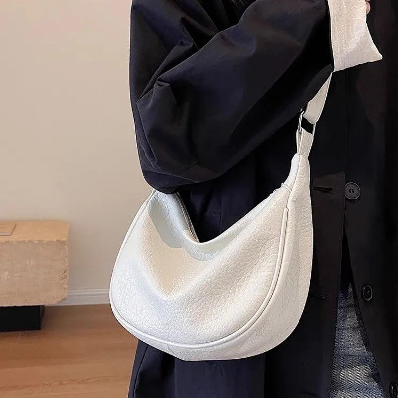 Solid Color Hobos Bag For Women Large Capacity Travel Crossbody Bag Female Half Moon Shoulder Bag Ladies Daily Fanny Packs