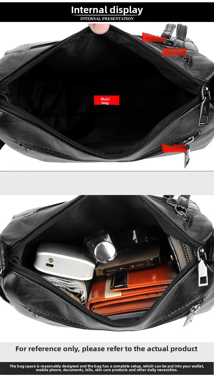 Solid Color PU Leather Single Shoulder Bag, Multi Compartment Pocket Daily Women's Cross Body Bags, Large Capacity Women's Bag.