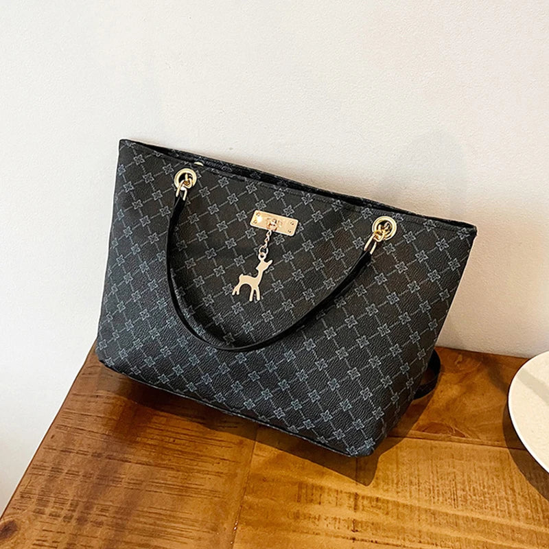 2024 Autumn and Winter New Presbyopic Handbag Shoulder Bag Large Capacity Tote Bag Women's Bag