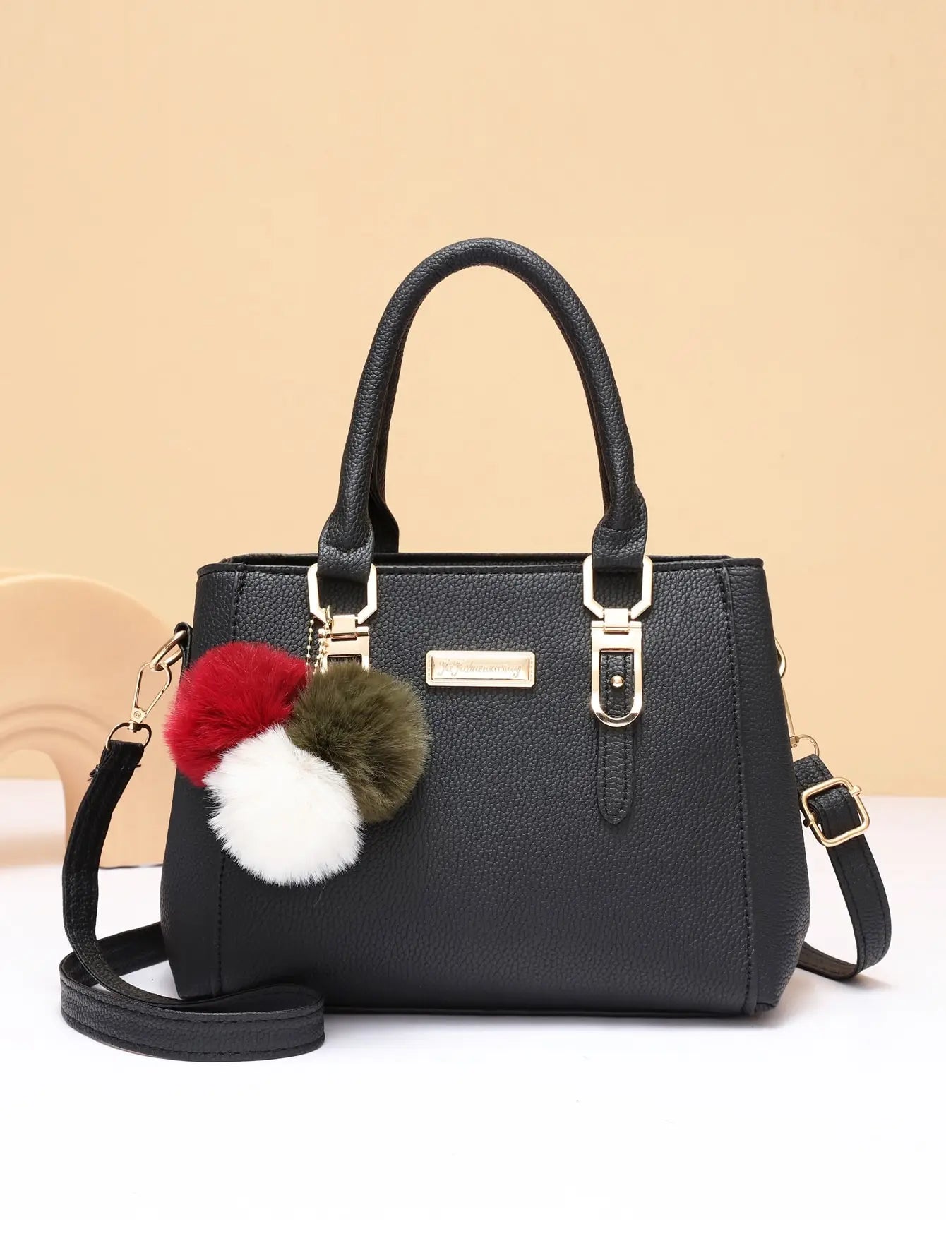 PU Leather Ladies HandBags Women Vintage Purse Plush Tassel Messenger Bags Tote Boston Shoulder Crossbody Bag