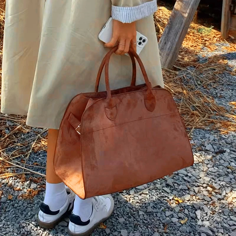 Suede Tote Bag High Quality Designer Luxury Boston Large Handbag Winter Vintage Women's Shoulder Bags