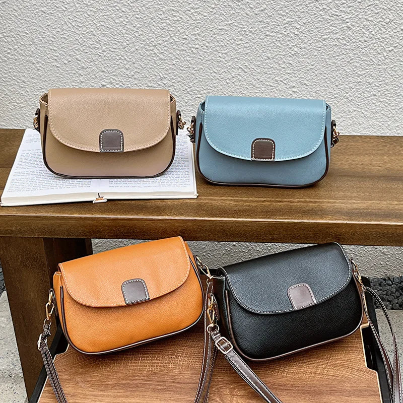 All-matching Crossbody Bag for Women Vintage PU Leather Bag Small Flap Bag Ladies Multicolor Shoulder Bag