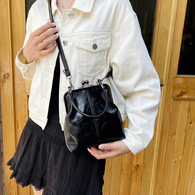 New Fashion Vintage Soft Leather Cosmetic Bag Purse Women's Handbag Crossbody Shoulder Bags Evening Party Totes Makeup Wallet