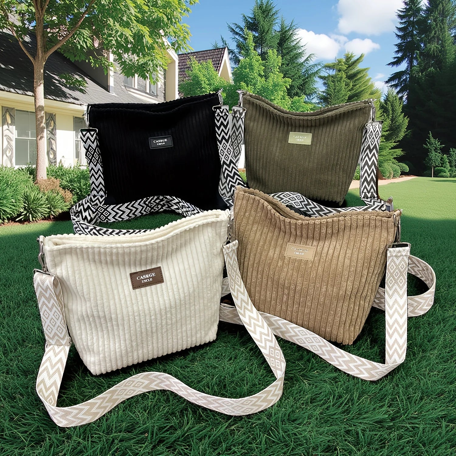 Solid Color Corduroy Shoulder Messenger Bag Versatile Handbag Women Crossbody Bags Casual Chic Bucket Women‘s Bag Bolsos Mujer