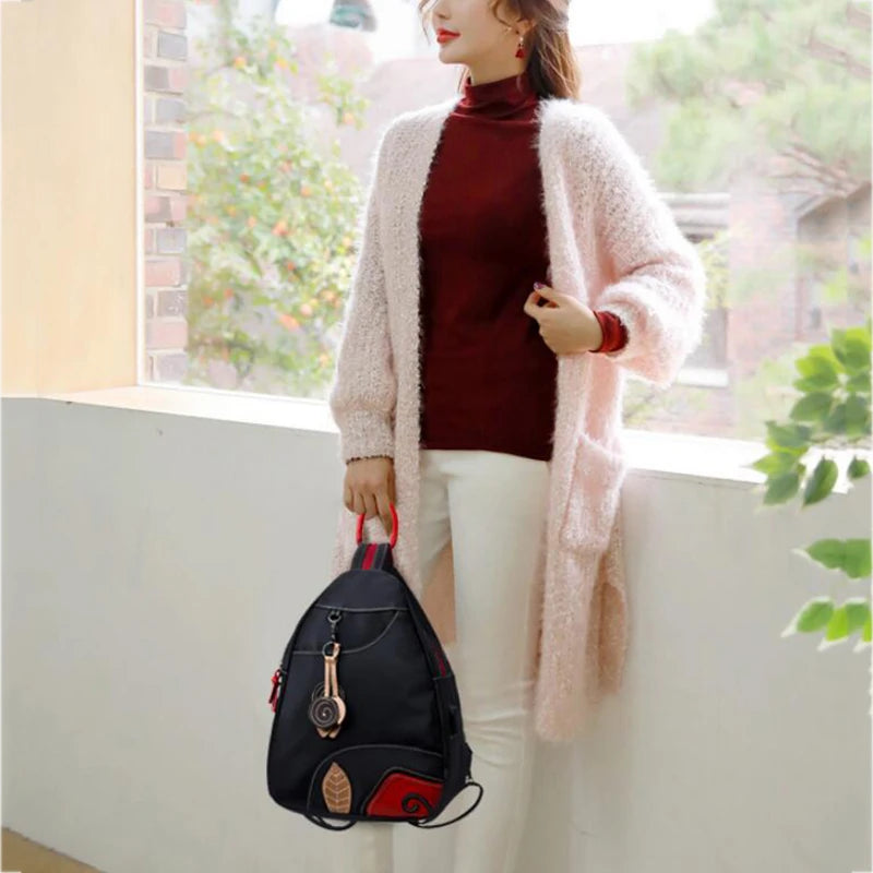 Fashion Women Backpack Waterproof Nylon Shoulder Bag Leisure Travel Luggage Bag Outdoor Crossbody Bag Student School Bag