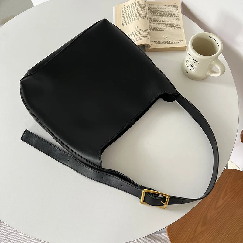 1Pcs All-Match Women Shoulder Bag Solid Fashion Handbag Crossbody Bag Women's Minimalist PU Leather Bag For Work