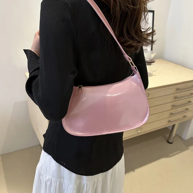 Retro Solid Color PU Leather Shoulder Bag Fashion Women's Handbags Casual Designer Hobos Underarm Bag, Suitable for Daily Use