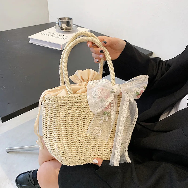 Straw Bags for Women Summer Rattan Bag Handmade Woven Beach Bag Bohemia Handbag Bolsos Fashion Rattan Basket Tote Purse