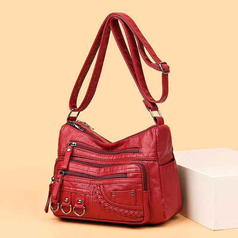 Vintage Pu Leather Luxury Purses and Handbags High Quality Women's Bag Design Multi-pocket Ladies Crossbody Shoulder Bags