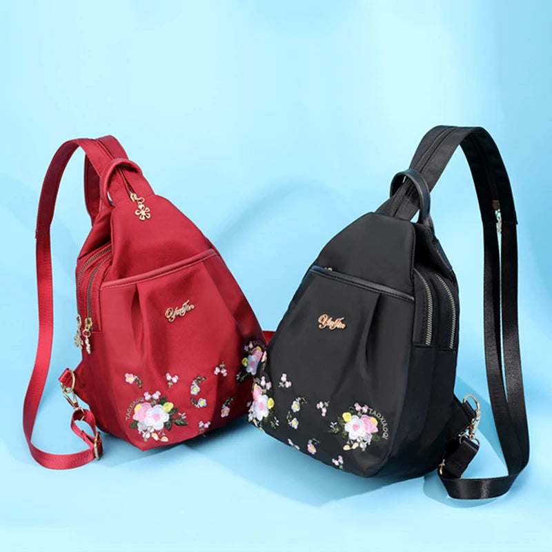 Waterproof Oxford Women Backpack Fashion Casual Embroidery Bag Designer Female Large Capacity Travel Handbag Shopping Knaps