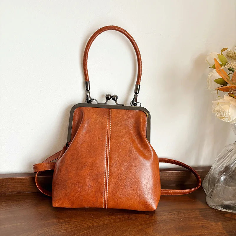 New Fashion Vintage Soft Leather Cosmetic Bag Purse Women's Handbag Crossbody Shoulder Bags Evening Party Totes Makeup Wallet