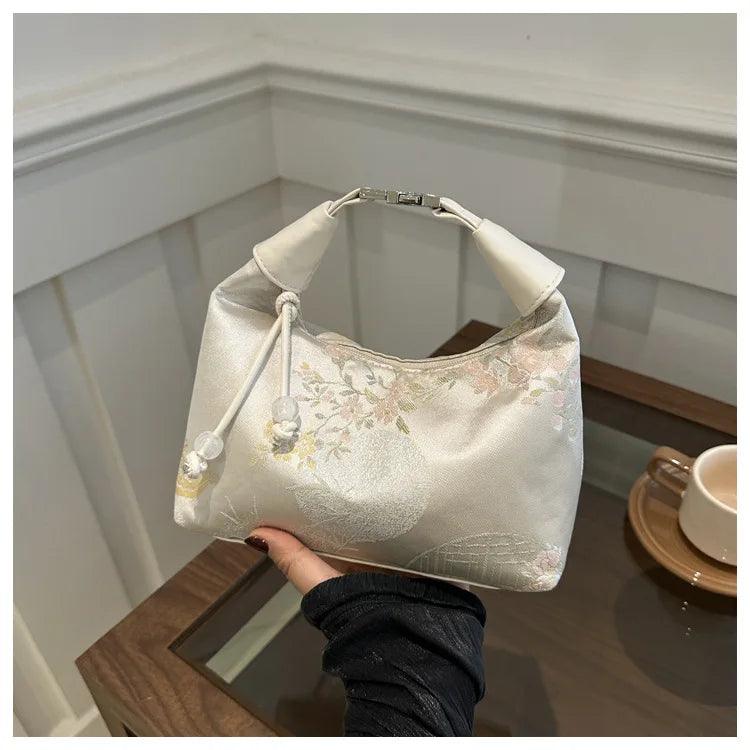 Fashionable Chinese Handbags Fashion Trend Single Shoulder Bag Light Simple Crossbody Bag Random Printed Satin Women's Tote Bag