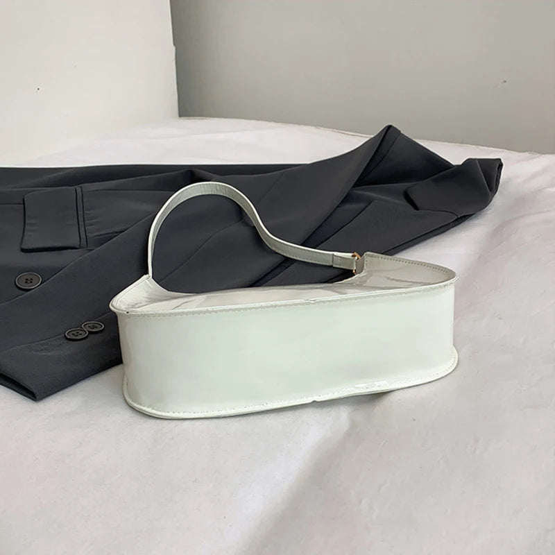Women's Patent Leather Handbag Versatile Fashion Shoulder Bag Casual Commuting Bag Girl Brand Designer Zipper Small Handbag