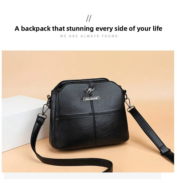Fashionable Three Interlayer Synthetic Leather Crossbody Bag with Polyester Lining, Stylish Square Single Shoulder Bag for Women