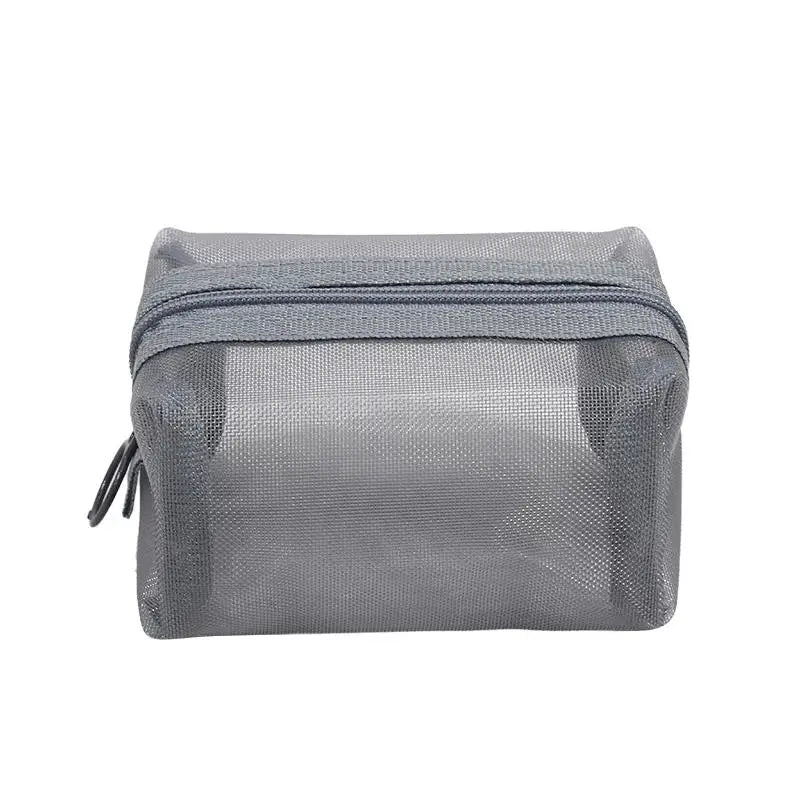 Mini Clear Nylon Mesh Cosmetic Bags Cute Women Small Lipstick Makeup Bags Pouch Data Line Key Earphone Organizer Case