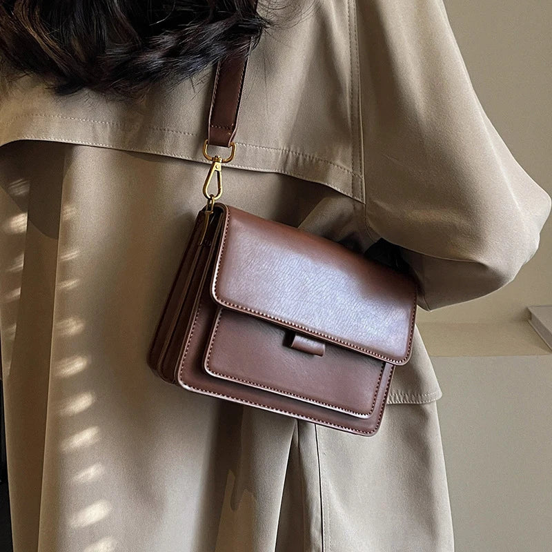 Sewing Thread Women's Shoulder Bags Pu Hasp Ladies Crossbody Bags on Sale 2024 High Quality Free Shipping Bolsas Femininas