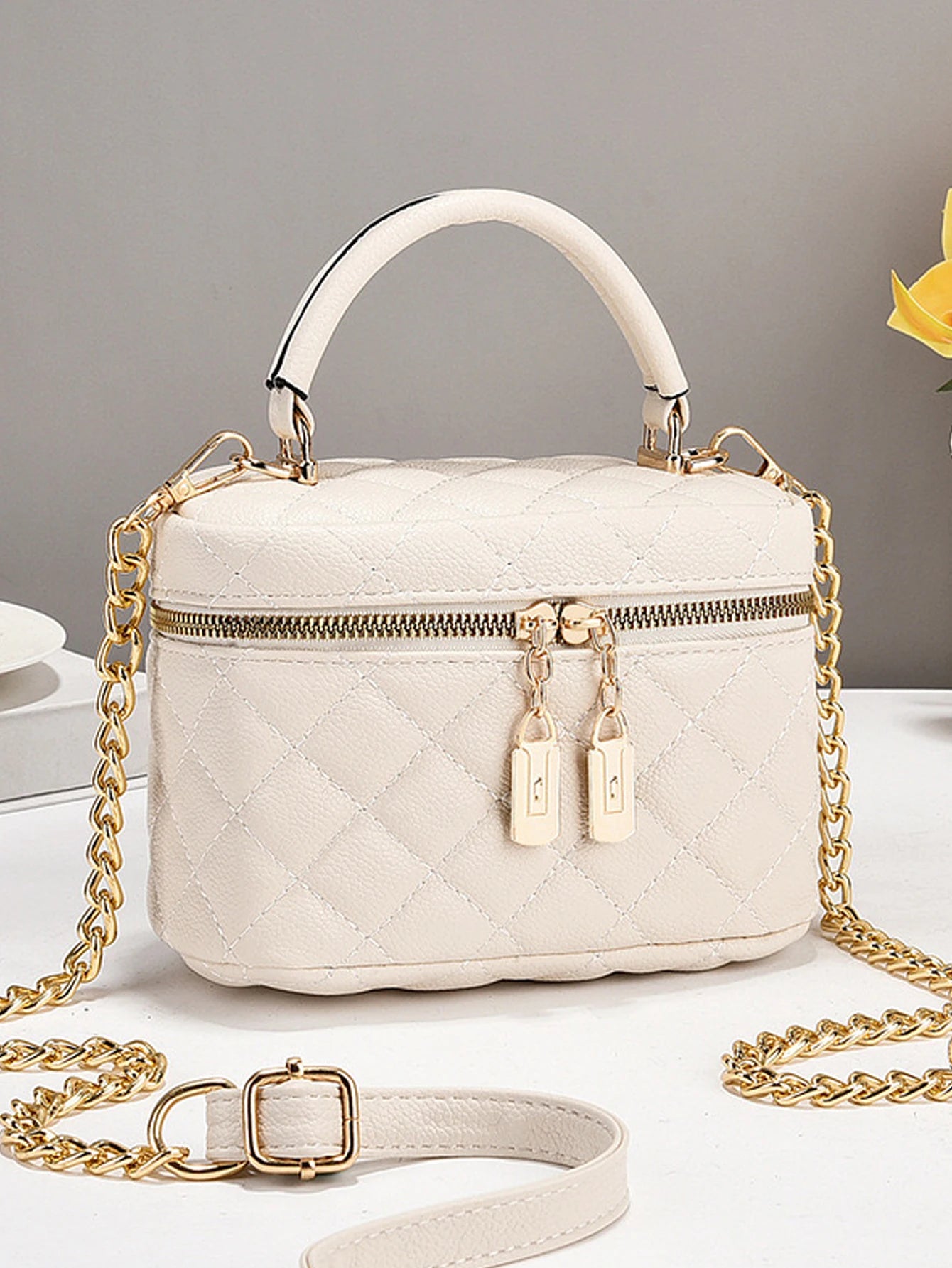 Box bag new small square box diamond grid hand-held shoulder bag chain bag mini crossbody bag