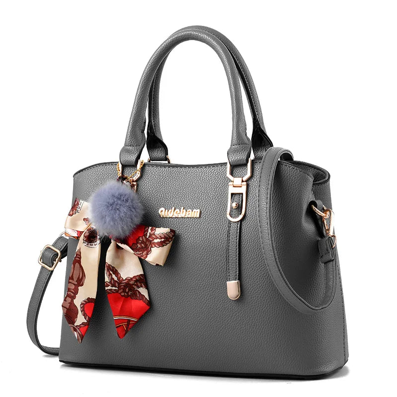 Bag women's fashionable large-capacity handbag solid color simple middle-aged women's bag mother bag shoulder messenger bag