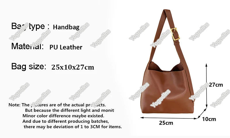 1Pcs All-Match Women Shoulder Bag Solid Fashion Handbag Crossbody Bag Women's Minimalist PU Leather Bag For Work