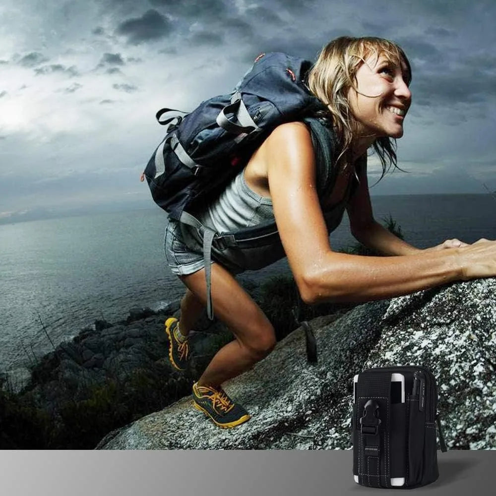 Waist Phone Leather Case Waist Belt Bag Universal Outdoor Smartphone Tool Leather Case Pocket for Travel Hiking  Mountaineering