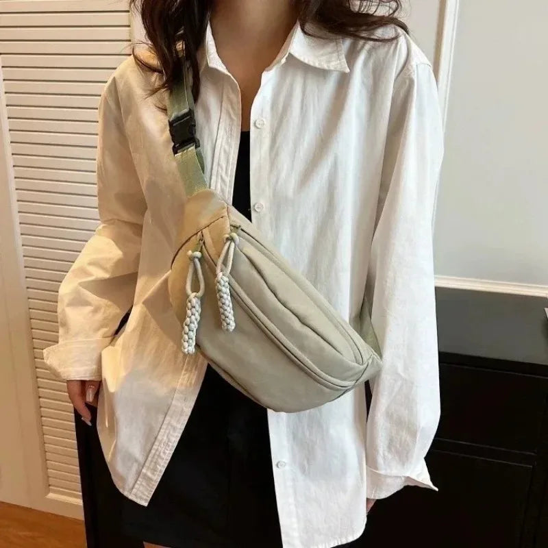 Versatile Nylon Waist Bag, Sports Fanny Pack, Casual Crossbody Shoulder Bag, Zipper Closure,Ideal for Work,Travel, and Daily Use