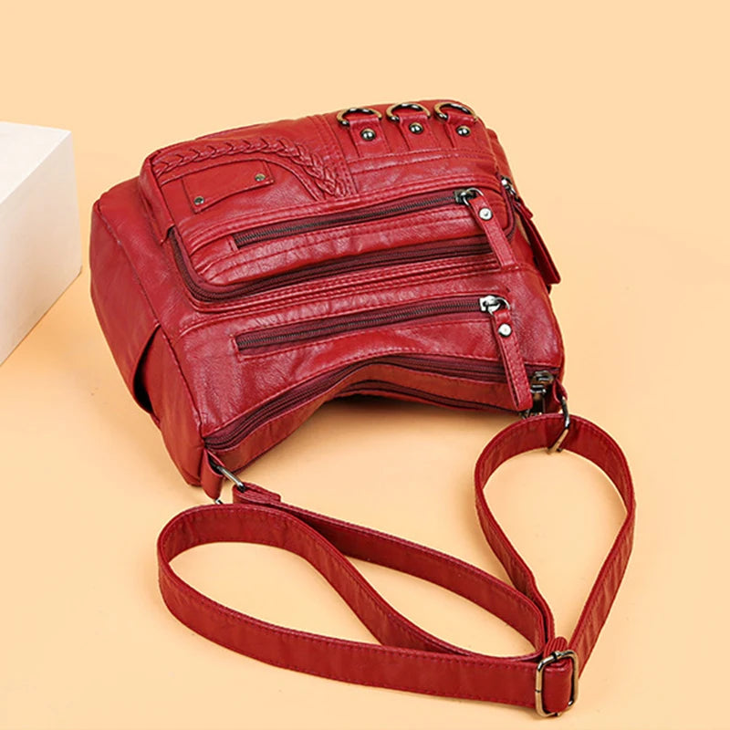 Vintage Pu Leather Luxury Purses and Handbags High Quality Women's Bag Design Multi-pocket Ladies Crossbody Shoulder Bags