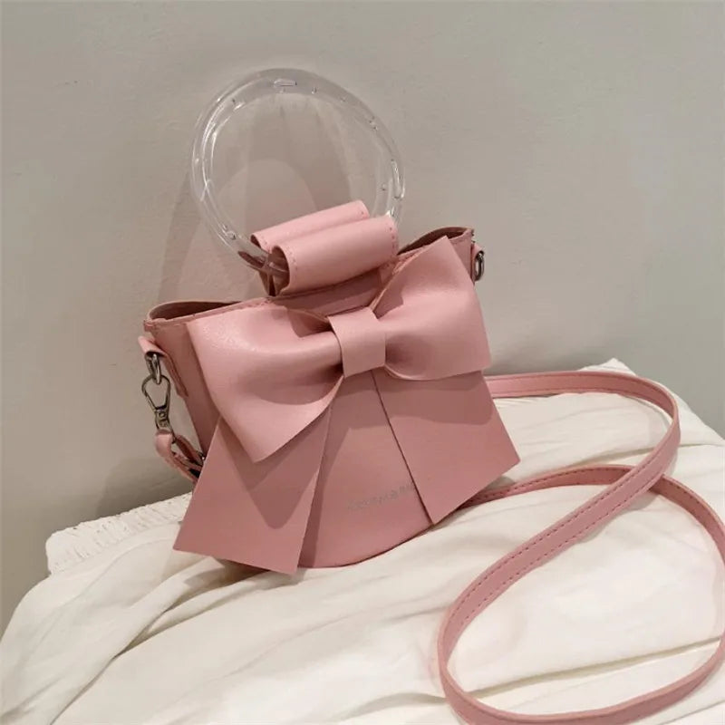 Stylish Women's Bucket Bag with Detachable Strap and Elegant Bow Accent Casual Shoulder Crossbody Bag, Summer Handbag Purse
