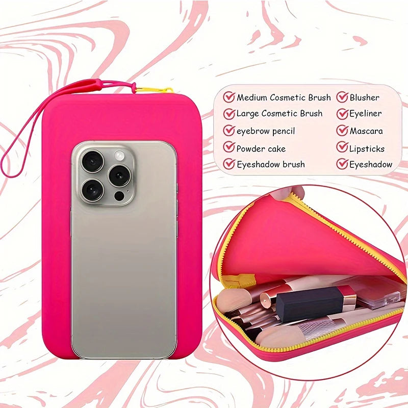 Square Silicone Storage Bag, Portable Travel Cosmetics and Toiletries Bag, Multifunctional Waterproof Cosmetic Bag with Zipper