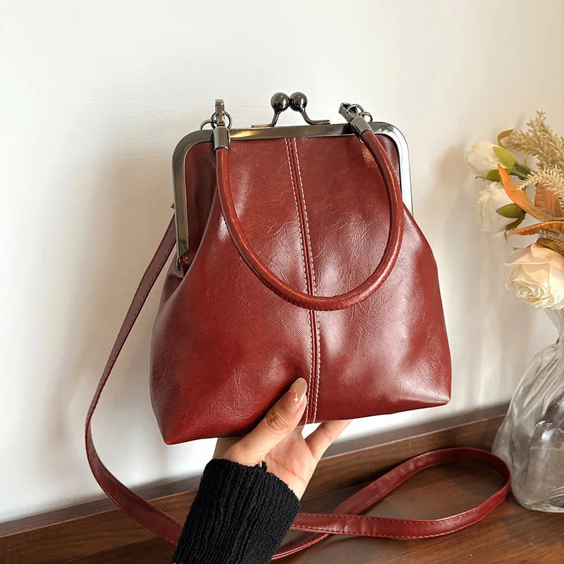 New Fashion Vintage Soft Leather Cosmetic Bag Purse Women's Handbag Crossbody Shoulder Bags Evening Party Totes Makeup Wallet
