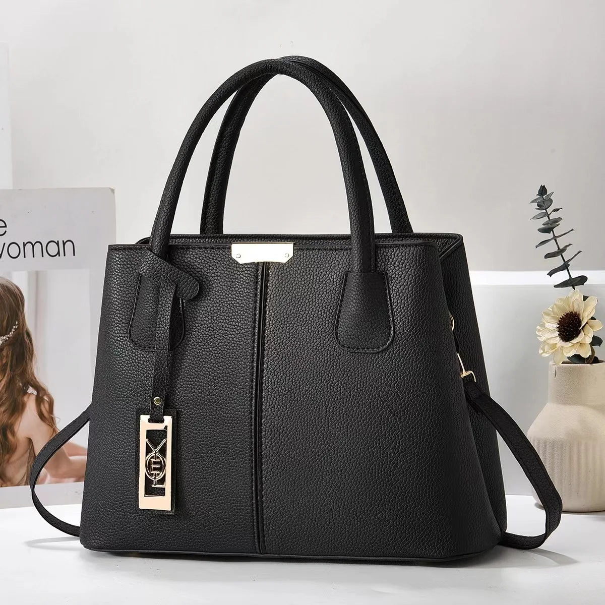 Bag Fashion Solid Color Handbag Middle-aged Mom Bag Simple Casual Large Capacity Shoulder Bag