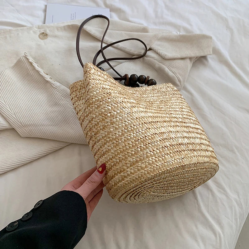 Casual Straw Woven Shoulder Bags, Wicker Handbags, Handmade Summer Beach Bag ,Women Travel ,Large Capacity, Rattan Totes