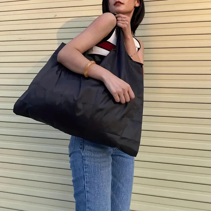 Versatile Folding Shopping Bag, Large Capacity Travel Tote Bag, Waterproof Shoulder Storage Bag,Fashion Reusable Grocery Bag