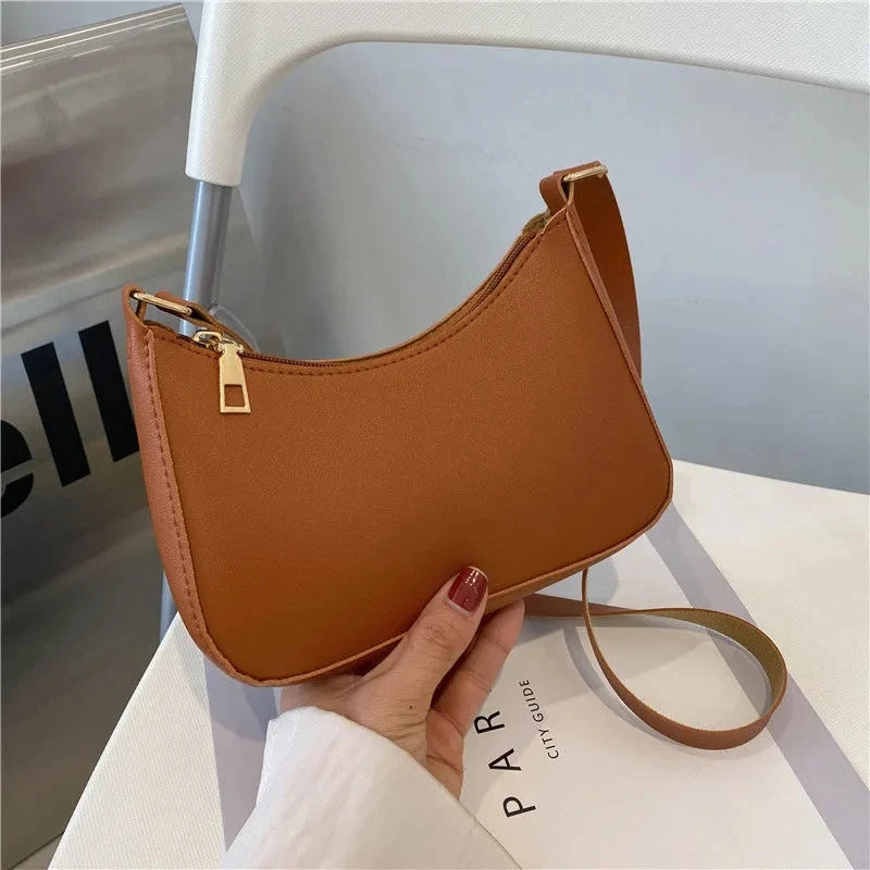 Fashion Solid Color Shoulder Bag For Women PU Leather Armpit Handbag Casual Daily Underarm Bag Gilrs Shopping Purse bolsa