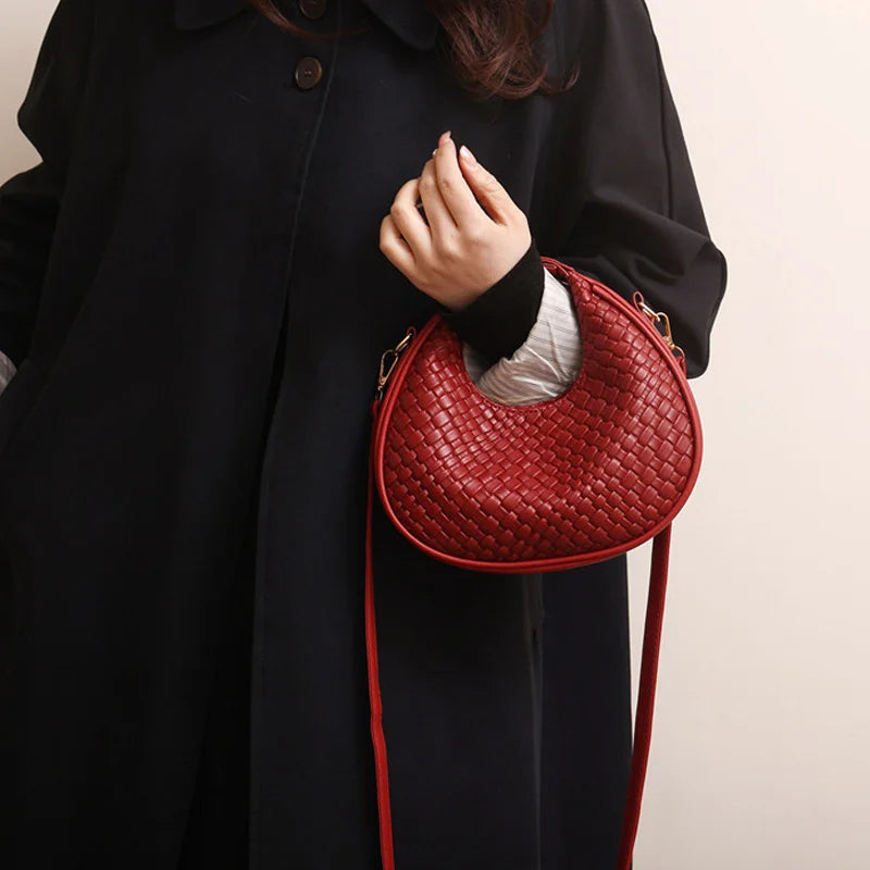 PU Leather Shoulder Bag Fashion Solid Color Lattice Crossbody Bag Small Bag Ladies Trend Luxury Designer Handbags