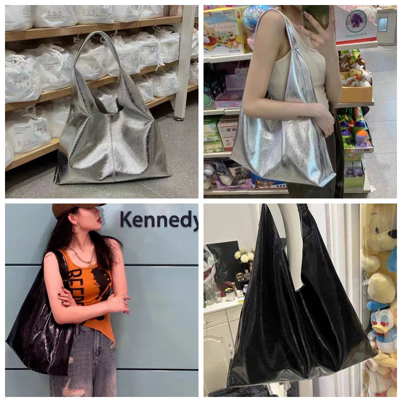 New Women Soft PU Leather Handbag Luxury Design Underarm Hobo Shoulder Bag Clutch Casual Large Capacity Dumpling Pouch
