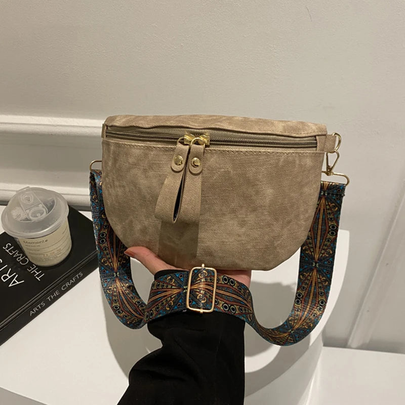 Stylish Hobo Solid Color Satchel Luxury Designer Chest Bag Women's PU Leather Waist Bags Wide Strap Fashion Fanny Shoulder Pack
