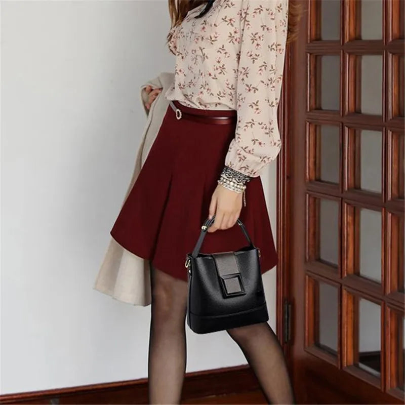 Simple Bucket Bag, Trendy Top Handle Purse, Women's Fashion Hanbag Shoulder Bag,