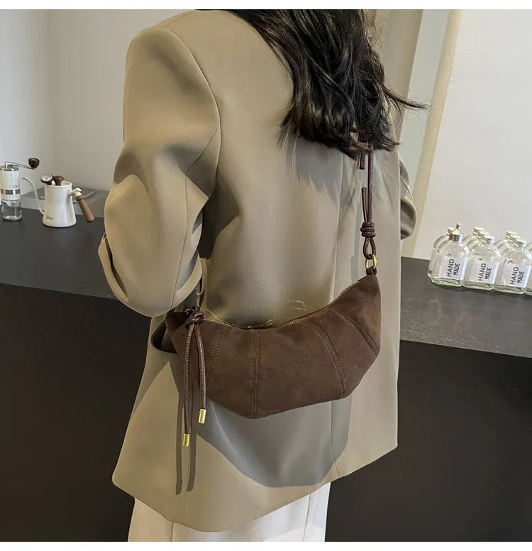 Fashionable Croissant Shape Women's Bag, Casual Simple Crossbody Shoulder Bags for Women Daily Use Commuting Phone Bag,Pockets