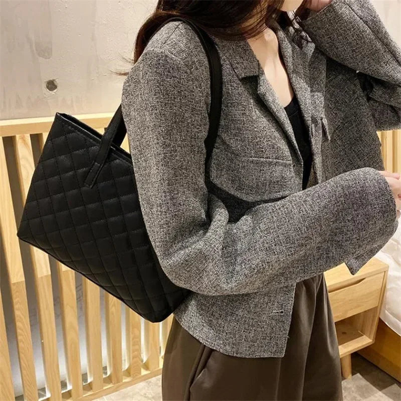 Stylish Crocodile Pattern Pu Underarm Bag Versatile Women Small Tote Bags Fashionable Leopard Handbag Chic Quilted Shoulder Bag