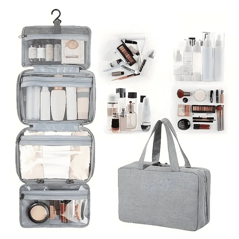 Travel Folding Wet and Dry Separation Toiletry Bag Cosmetic Organizer Bag  - Multi-Pocket Makeup Bag