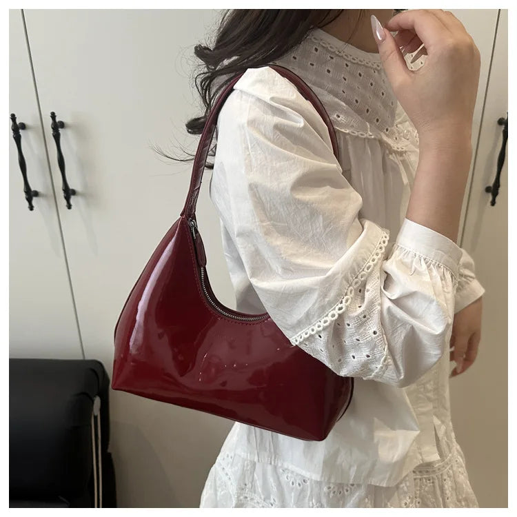 Solid Color Synthetic Leather Shoulder Underarm Bag, Retro Versatile Handbag Women Bag, Fashionable Daily Use Chic Handbag Purse