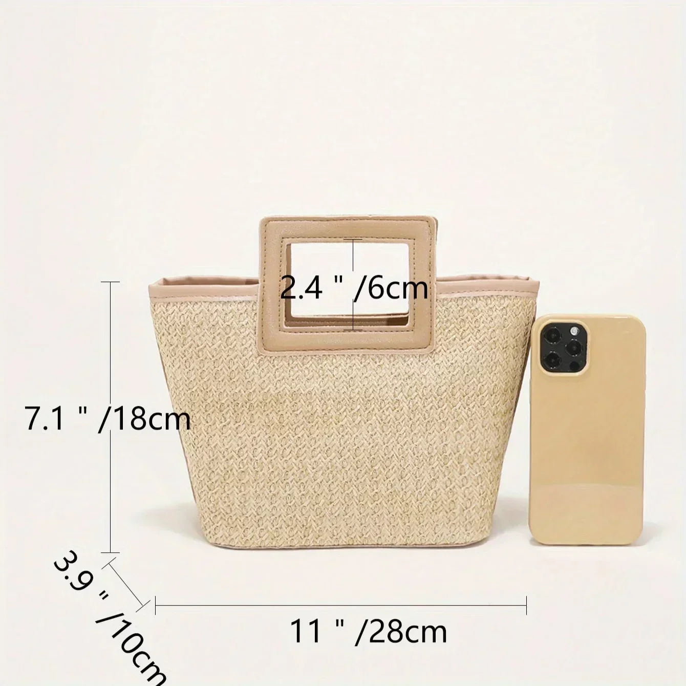 Retro Woven Bag, Summer Solid Tote Bag, Contrast Binding Straw Handbag for Women Business/Work/Office/Festivals/Vacation/Holiday