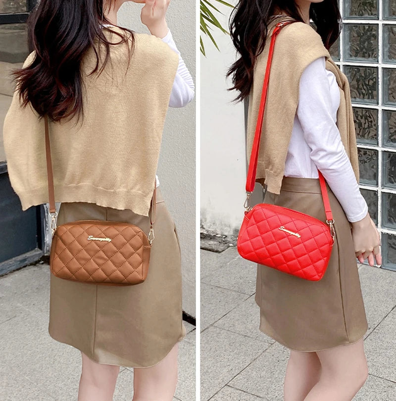 Fashion PU Leather Women Shoulder Bags Luxury Design Quilted Shopper Bag Female Casual Crossbody Bags Female Small Handbag Purse