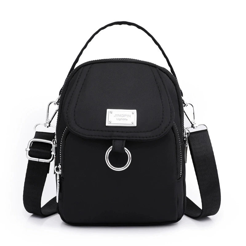 Lightweight Nylon Women's Crossbody Bag, Casual Mini Handbag with Multiple Zip Pouch, Chic Design Shoulder Bag for Everyday Use