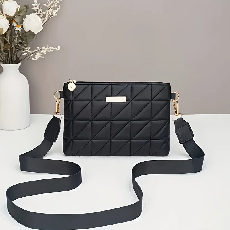 Stylish Striped Shoulder/Crossbody/Handbag with Delicate Hardware Accessories, Zipper Closure, Multifunctional Bag for Daily Use