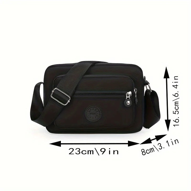 Lightweight Nylon Chic Crossbody Bag for Women - Adjustable Strap, Zip Closure, Tassel Accent, Solid Color