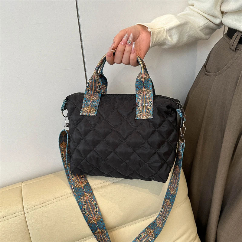 Designer Brand Lingge Quilted Padded Large Tote Nylon Women Handbags Luxury Design Shoulder Crossbody Bags Shopper Bag