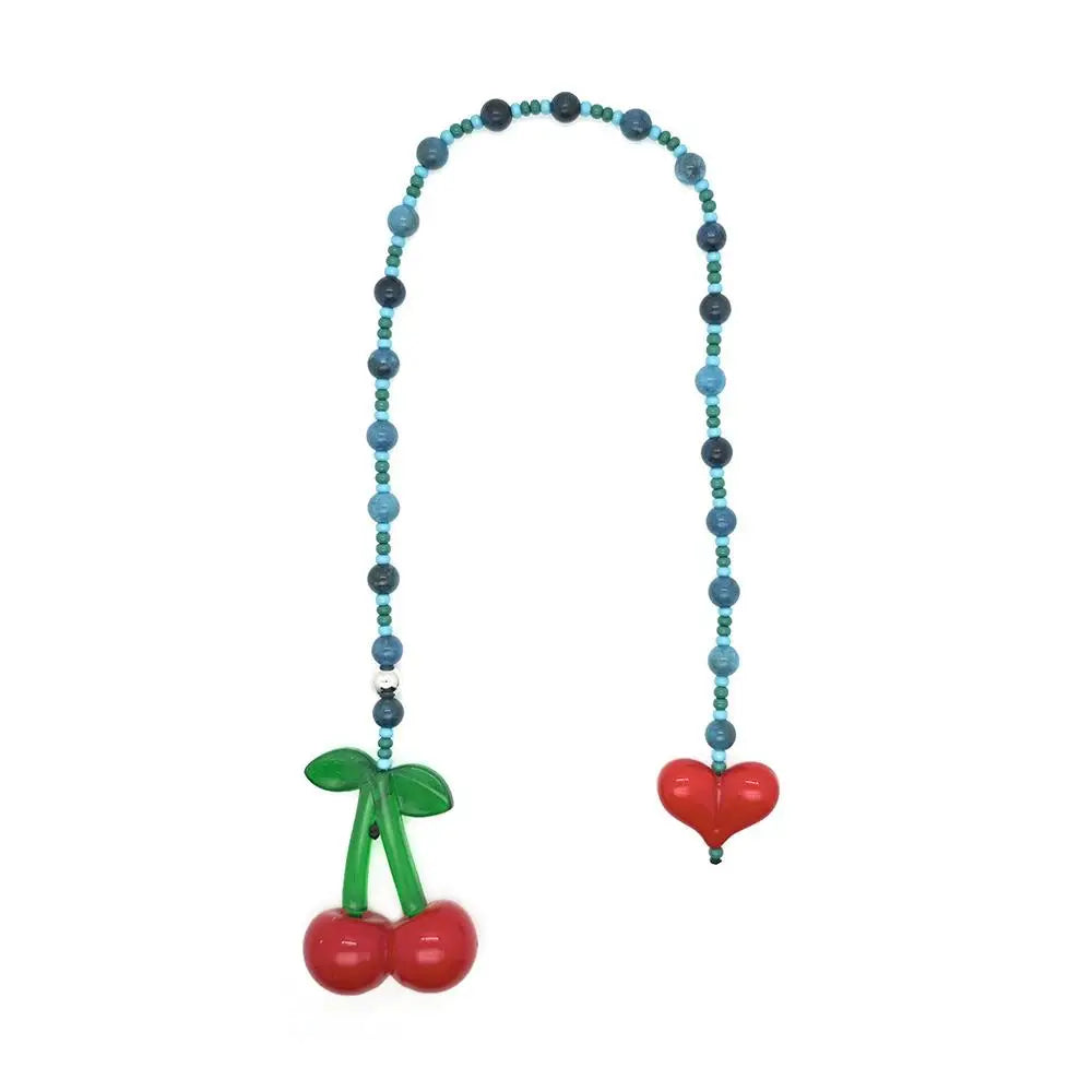 2025 Bag Charms Beads Chains Girl's Bag Pendant Lady Jewelry Big Cherry Love Heart Keychains Y2K Accesories Women Bag Hangers