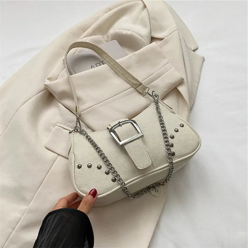 Simple Retro Underarm Bag Fashionable Trend Casual Shoulder Bag Canvas Casual Texture Crossbody Bag for Women